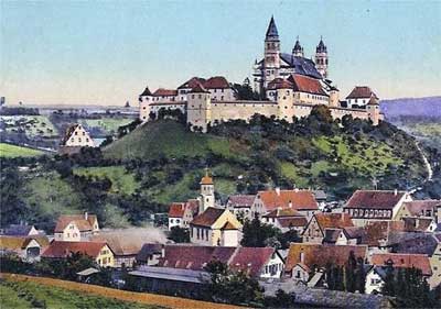 Kloster Großcomburg mit St. Johannes (unten Bildmitte)